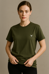 Olive Edge Round Neck T-shirt - For Women