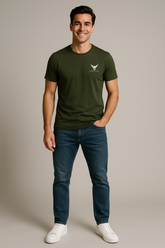 Olive Edge Round Neck T-shirt - For Men