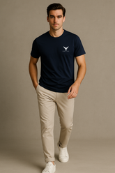 Stormy Navy Round Neck Tshirt - For Men