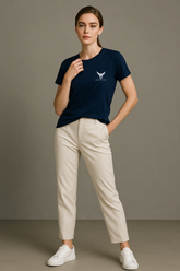 Stormy Navy Round Neck Tshirt - For Women
