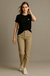 Shadow Black Round Neck Tshirt - For Women