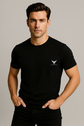 Shadow Black Round Neck Tshirt - For Men