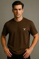 Chocolate Brown Round Neck Oversized Comfy T-shirt - For Men