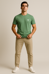 Soft Pistachio Round Neck T-shirt - For Men
