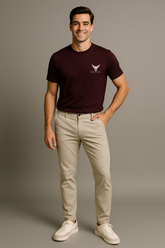 Burgundy Blaze Round Neck T-shirt - For Men