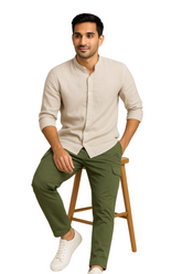 Olive Green Corduroy Cargo Pants - For Men