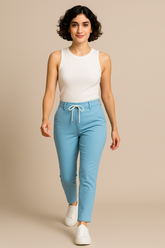 Aqua light Blue Franklin premium cotton Trouser - For Women