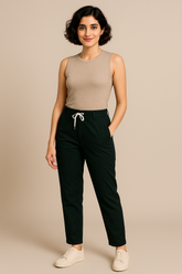 Dark Green Franklin premium cotton Trouser - For Women