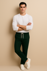 Dark Green Franklin premium cotton Trouser - For Men