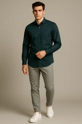 Teal Grey Stitchless Shirt - For Men - Seamless perfection