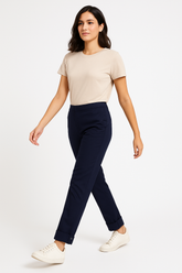 Blue Corduroy Cargo Pants - For Women - Convertible Ankle, Loopy Bottom