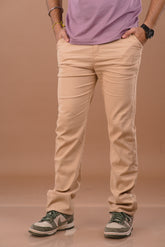 Golden Sand beige Men’s Premium Micro-Corduroy Lifestyle Trousers – Dare & Rise looped hem