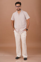 Dove Grey Waffle Men’s 100% Organic Cotton Textured Shirt – Dare & Rise