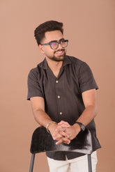 Charcoal Grid Men’s 100% Organic Cotton Self-Textured Shirt – Dare & Rise