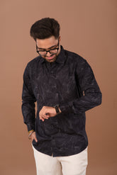Shadow Black Men’s Smart Tech Printed Shirt – Dare & Rise