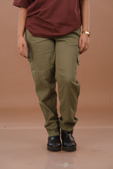 Olive Green Women’s Premium Micro-Corduroy Lifestyle Cargos – Dare & Rise