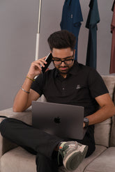 Onyx Black Men’s Seamless Performance Polo – Dare & Rise