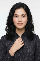 Shadow Black Printed Melange Premium Shirt for Women – Wrinkle Resistant & Breathable Fabric