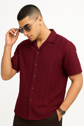 Wine Maroon Comfort Flex Wave Shirt - For Men