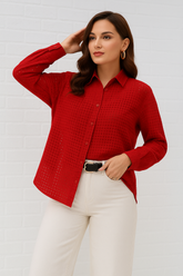 Red Sheer premium Burberry Checks Shirt - For Women