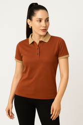 Rust Red Classic Style Timeless Polo - For Women