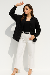 Black Sheer premium Burberry Checks Shirt - For Women