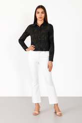 Shadow Black Printed Melange Shirt - For Women - Wrinkle resistant