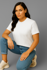 White Jacquard T-shirt Soft & Stylish - For Women
