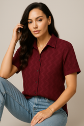 Wine Maroon Comfort Flex Wave Shirt - For Women
