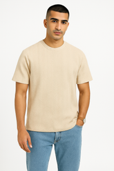 Beige Jacquard T-shirt Soft & Stylish - For Men