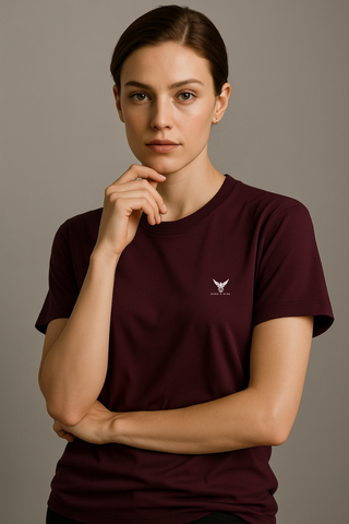 Burgundy Blaze Round Neck T-shirt - For Women