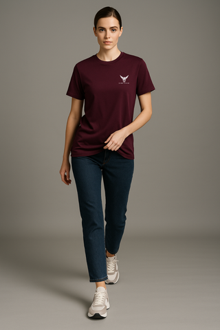Burgundy Blaze Round Neck T-shirt - For Women