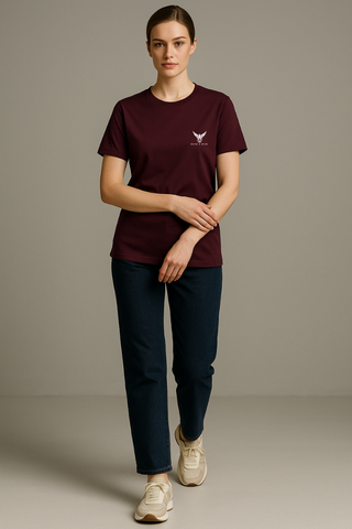 Burgundy Blaze Round Neck T-shirt - For Women