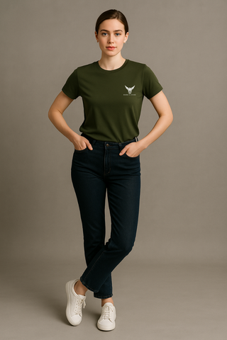 Olive Edge Round Neck T-shirt - For Women