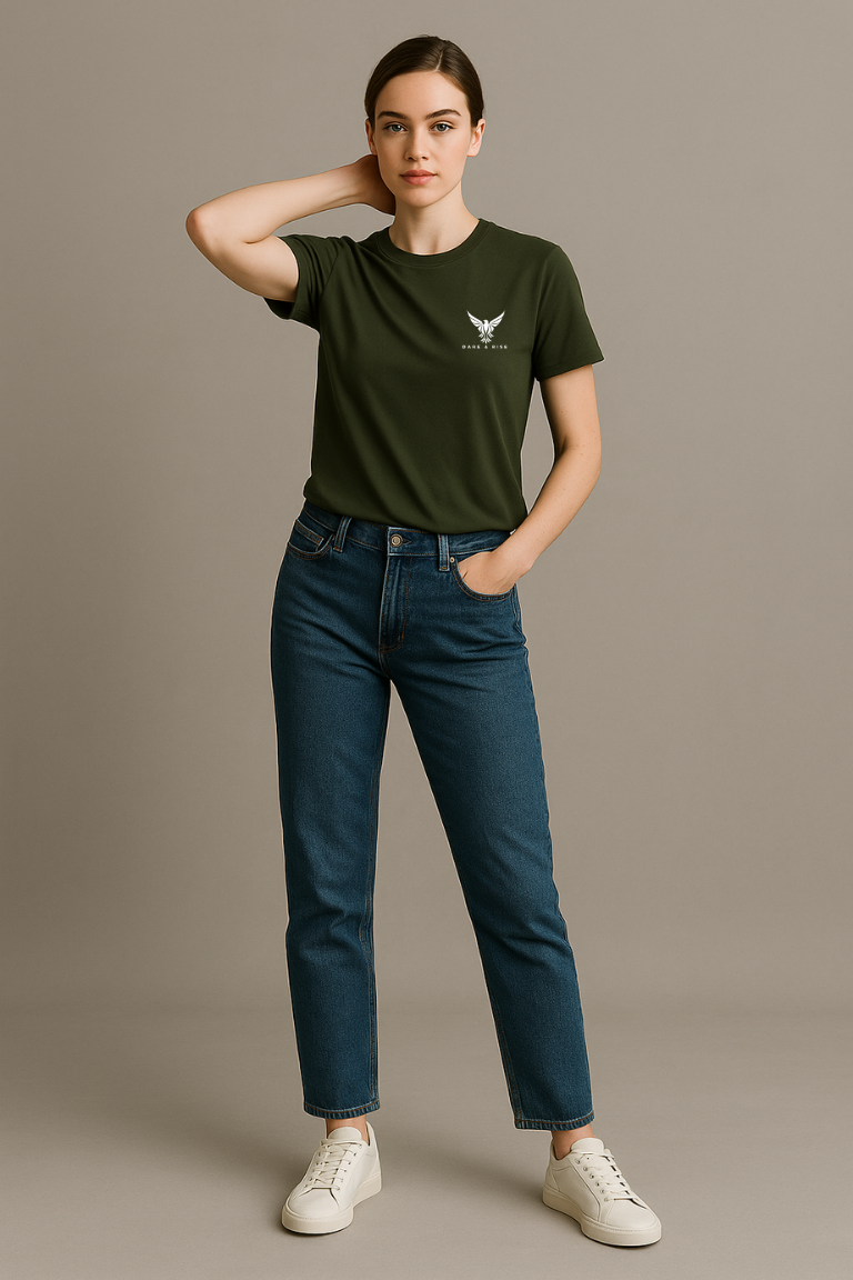 Olive Edge Round Neck T-shirt - For Women