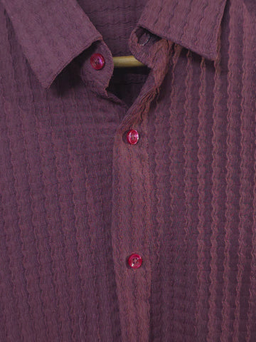 Dusky Berry Textured Button up casual shirt - For Women