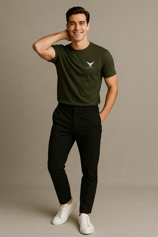 Olive Edge Round Neck T-shirt - For Men