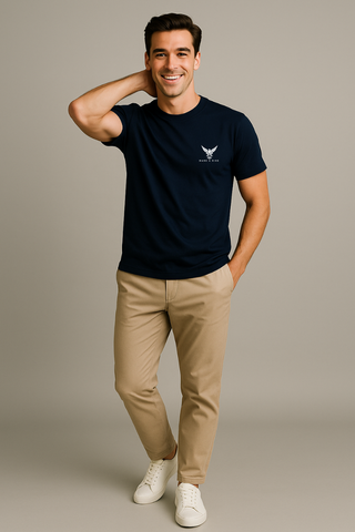 Stormy Navy Round Neck Tshirt - For Men