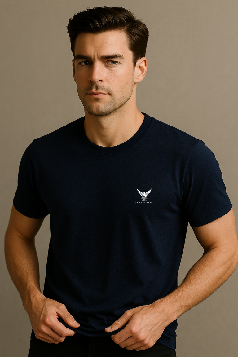 Stormy Navy Round Neck Tshirt - For Men