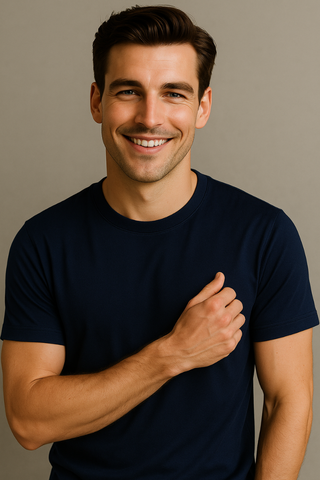 Stormy Navy Round Neck Tshirt - For Men