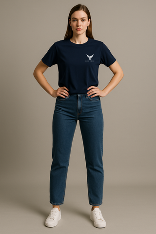 Stormy Navy Round Neck Tshirt - For Women