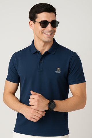 Midnight Blue Stitchless Polo - For Men - Premium Ultra soft comfort