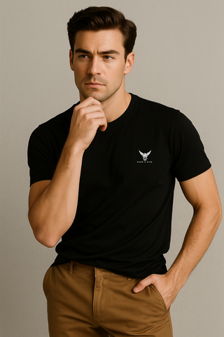 Shadow Black Round Neck Tshirt - For Men