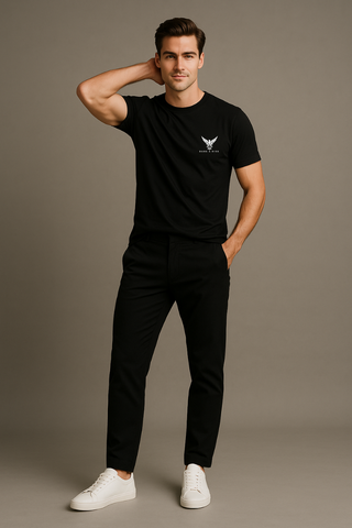 Shadow Black Round Neck Tshirt - For Men