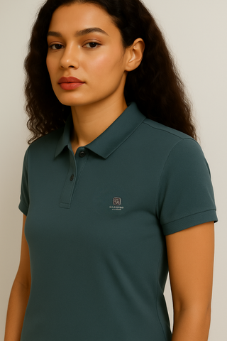 Teal Grey Stitchless Polo - For Women - Premium Ultra soft comfort