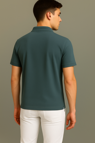 Teal Grey Stitchless Polo - For Men - Premium Ultra soft comfort