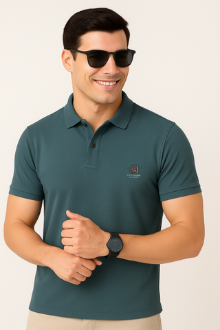 Teal Grey Stitchless Polo - For Men - Premium Ultra soft comfort