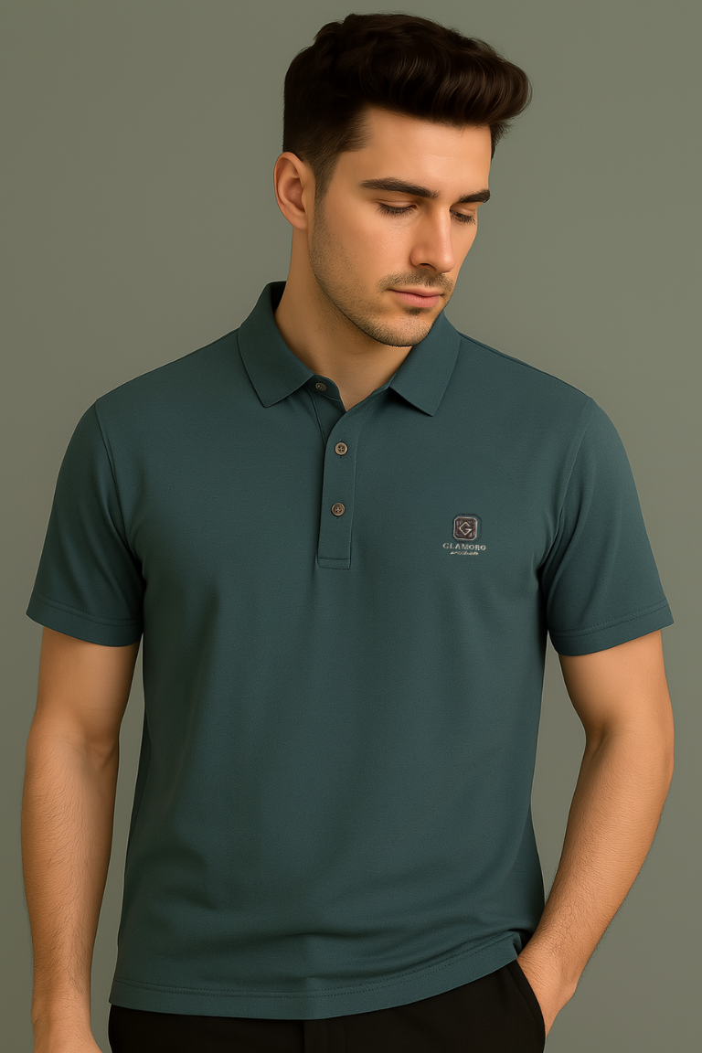 Teal Grey Stitchless Polo - For Men - Premium Ultra soft comfort
