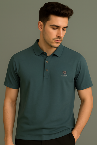 Teal Grey Stitchless Polo - For Men - Premium Ultra soft comfort