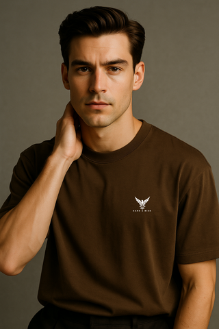 Chocolate Brown Round Neck Oversized Comfy T-shirt - For Men